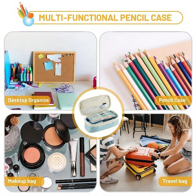 School Stationery Supplies Kawaii Pencil Cases Large Capacity Pencil Bag Pouch Holder Box for Girls Office Students Organizer Oasis Select