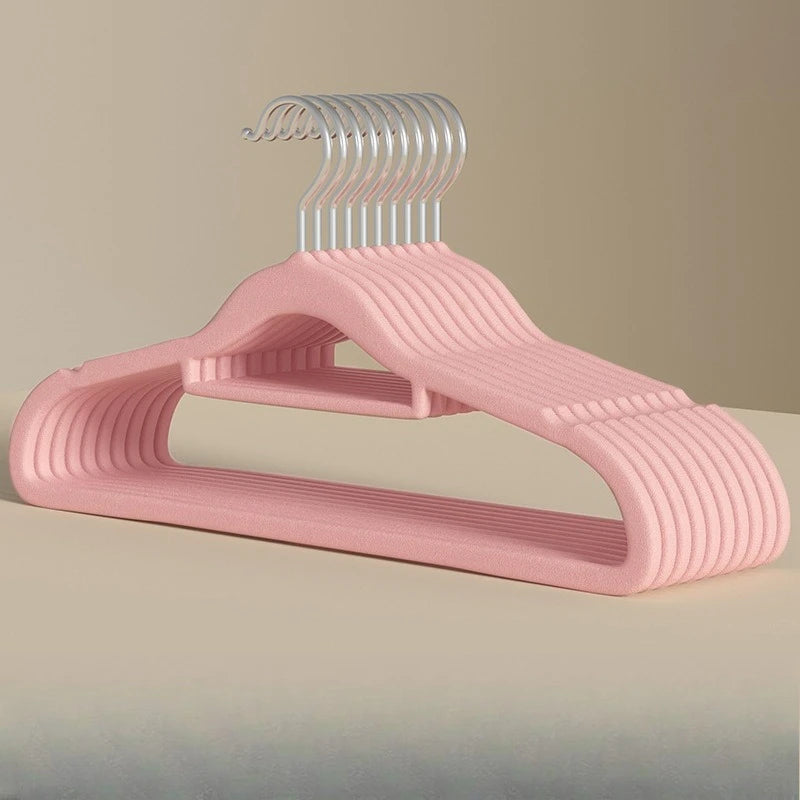 10pcs Velvet Clothes Hangers Thickened Non Slip No Trace Hanger For Home Closet Storage Dry Wet Use Clothes Rack Oasis Select 10pcs pink