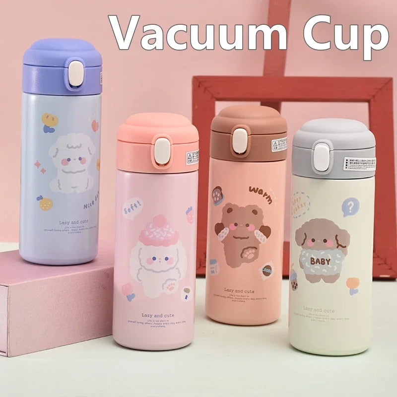 380ML Thermos Vacuum Flask Cute Cartoon 304 Stainless Steel Thermal Water Bottle Insulated Straw Cups Tumbler Drinkware Oasis Select