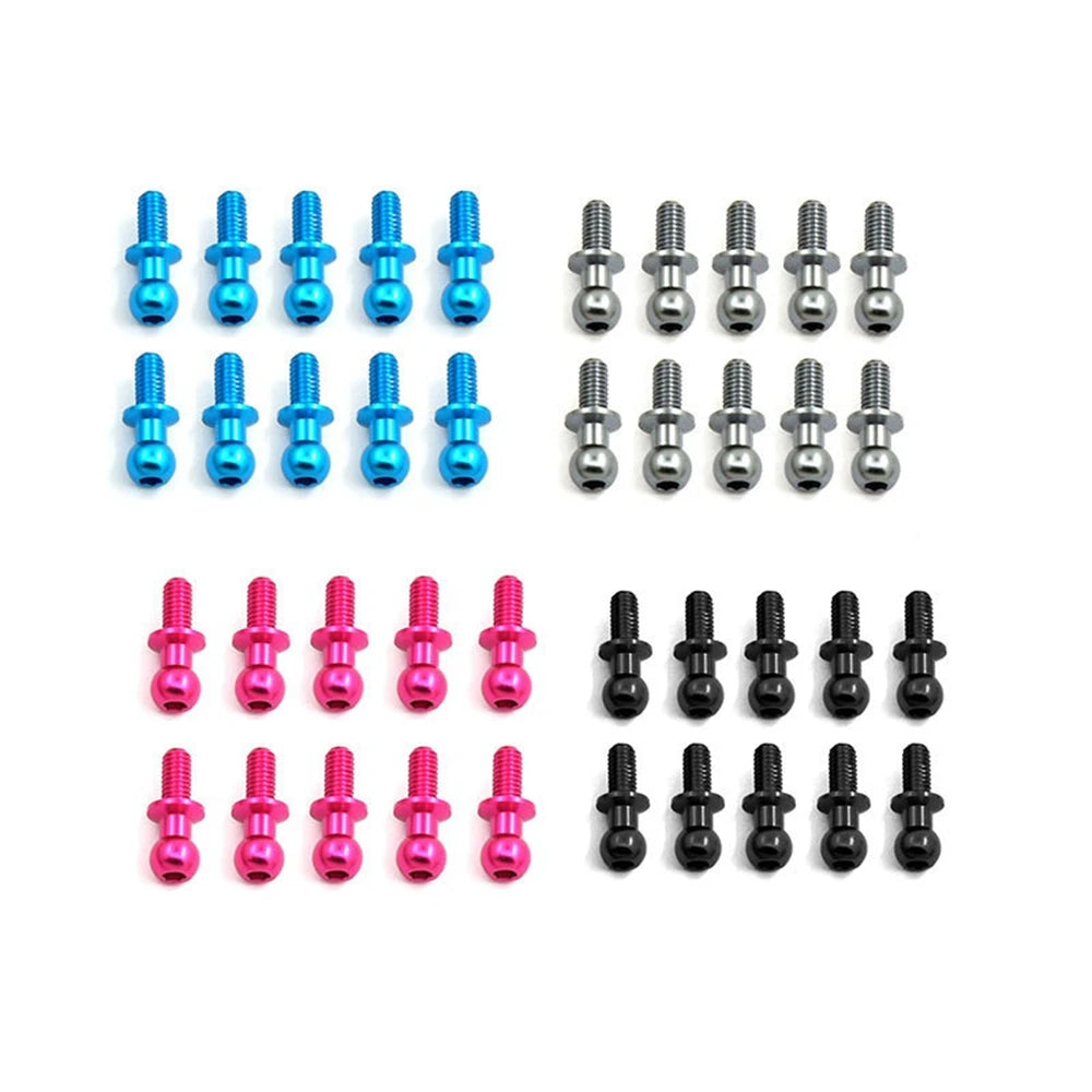 10Pcs M3 Metal Hex Ball Screws for TT01 TT02 D5 1/10 RC Drift Car Spare Parts Universal,Blue Oasis Select