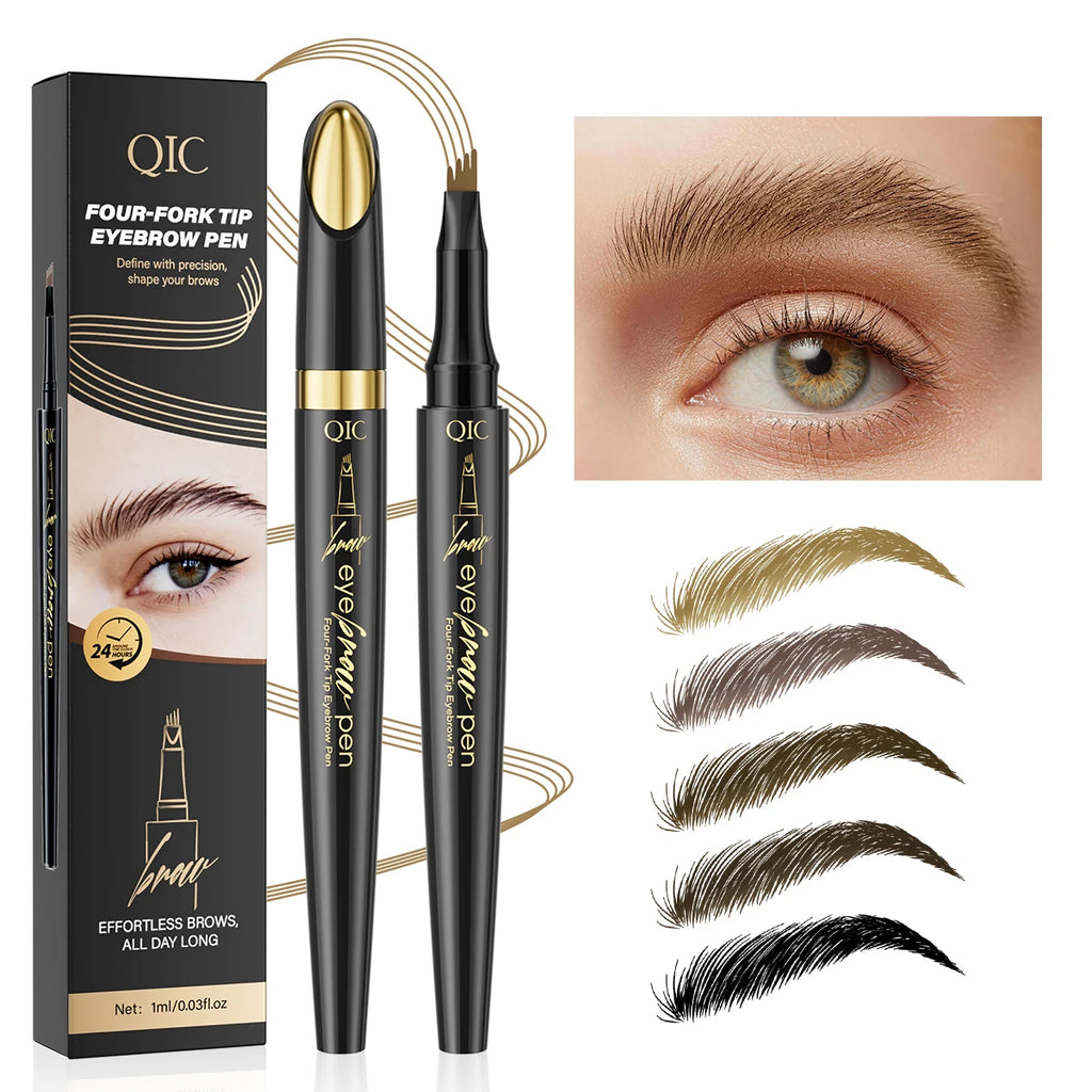 QIC 4D Micro-Textured Eyebrow Pen – Waterproof, Smudge-Proof