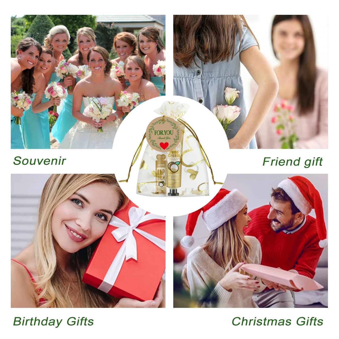 6 sets/box wedding companion gift set, hand cream set lip balm set, love thank you card and love gauze bag, party gift distribut Oasis Select