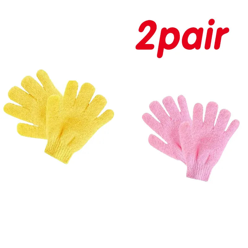 1 2pair Five Fingers Bath Gloves Household Shower Scrub Body Wash