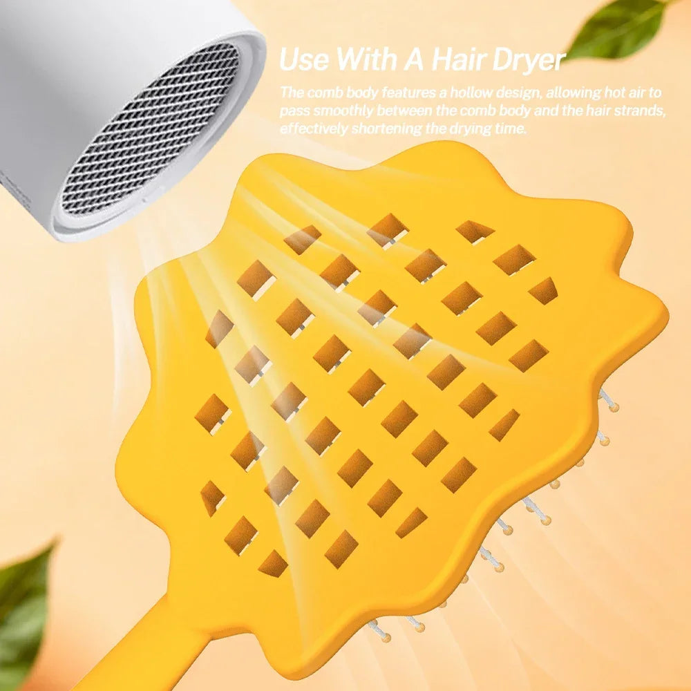 Sunflower Hollow Hair Brush Detangling Comb Scalp Massager Detangling Dry And Wet Use Design Salon Hairdressing Styling Tools Oasis Select