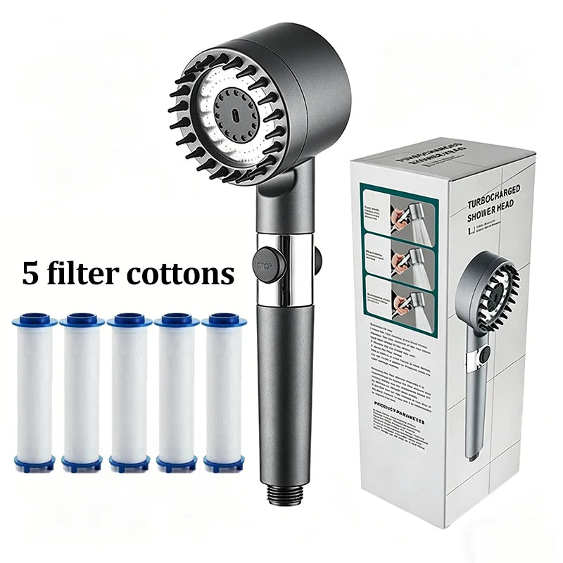3-Mode High Pressure Filter Shower Head | One-Click Stop