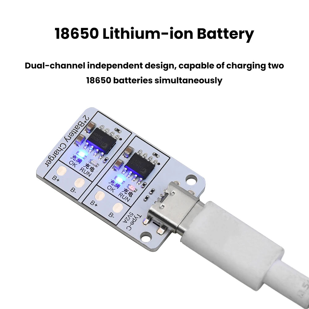 DC 5V 1S 1A Dual Channel Lithium Battery Charging Module 18650 Lithium Battery 3.7V 4.2V Bidirectional Battery Charger Protectio Oasis Select