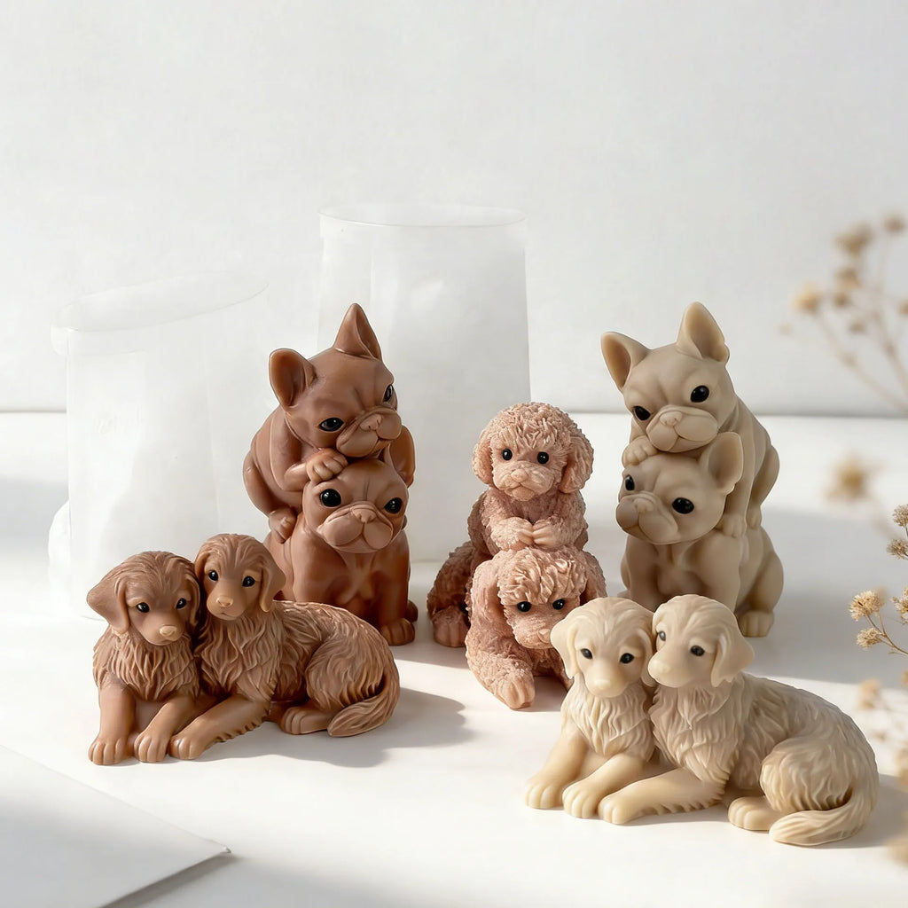 Stackable Puppy-Shaped Candle Silicone Mold DIY Teddy Bear Dog Plaster Ornament Mold Oasis Select