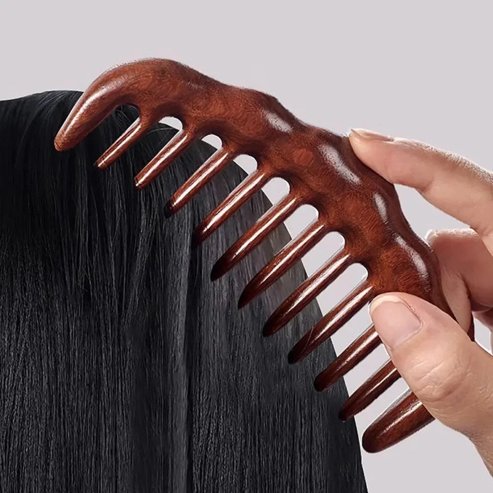 Natural Sandalwood Comb Wide Tooth Anti-Static Scalp Massager for Women/Men Wooden Detangle Comb Hair Care Gift Oasis Select
