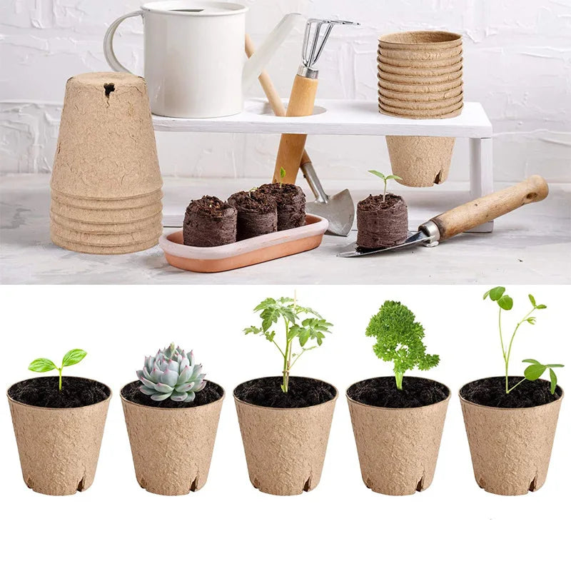 10/20pcs Garden Nursery Pots Pulp Seed Starter Pots Flower Propagation Container with Drainage Holes Home Gardening Tools Oasis Select