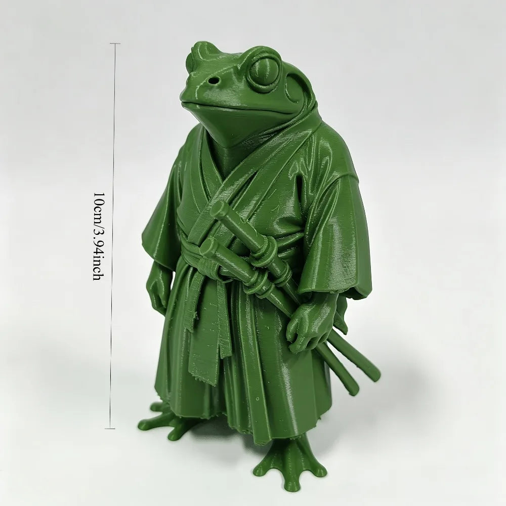 Samurai Frog Warrior Statue Decoration Unique Cool Desktop Decoration Home Desktop Display Creative Festival Party Mini Figurine Oasis Select green