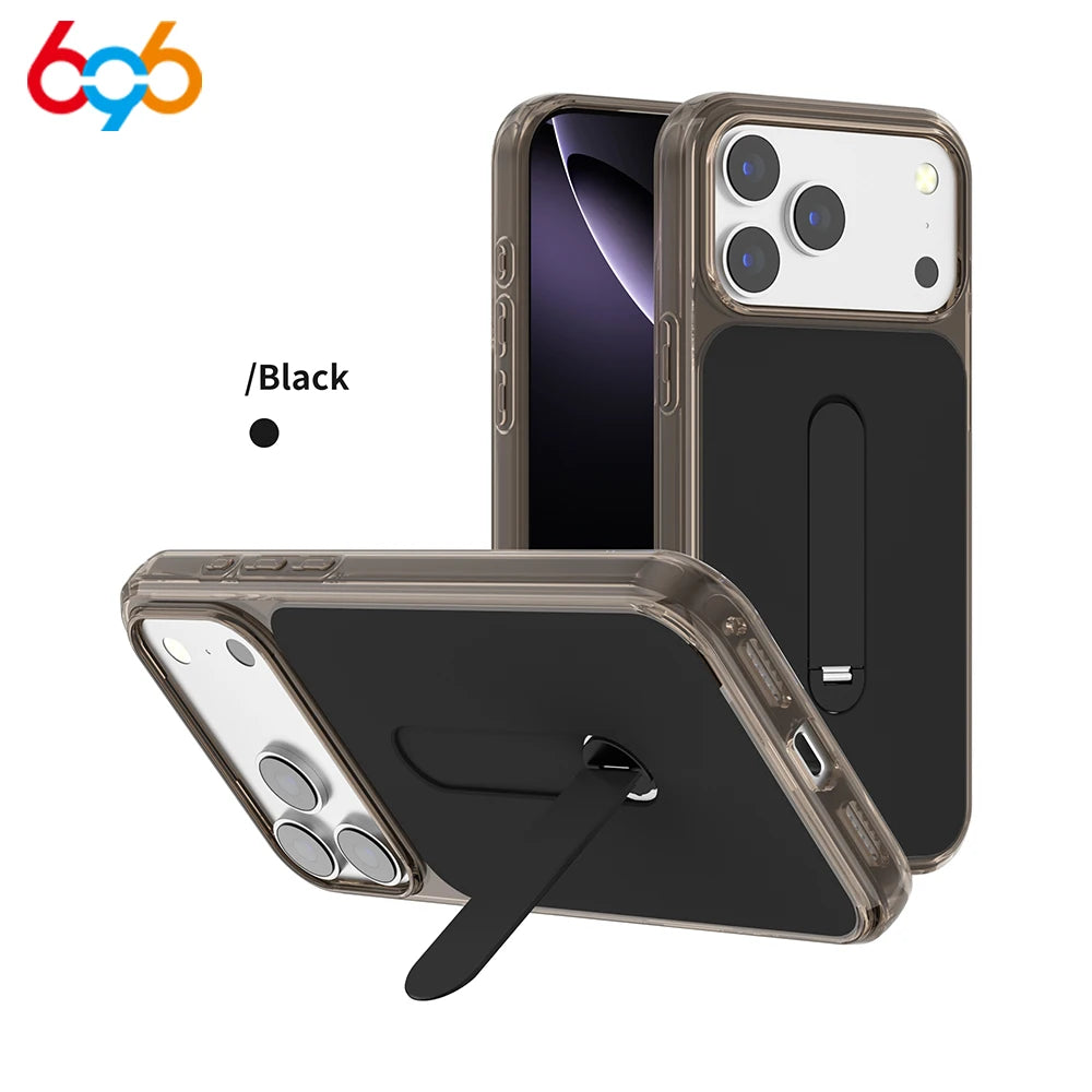 2-in-1 Phone Holder Protective Cases For IPhone 17 Pro Max 16pro 15 14 13 Fold Bracket Magnetic Case For Wireless Charging Cover Oasis Select BK iPhone 15 Pro Max