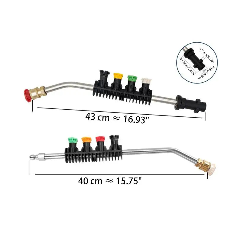 Pressure Washer Extension Wand 30° Curved For Karcher And Lavor 1/4" Quick Connect Power Lance Extension Wand With 5 Nozzles Oasis Select
