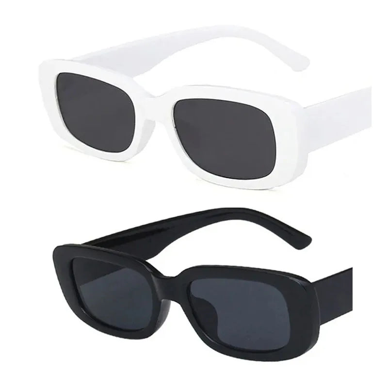 Fashion Sunglasses Classic Retro Square Glasses Women Brand Vintage Travel Small Rectangle Sun Glasses Female Eyewear Anti-Glare Oasis Select black-white