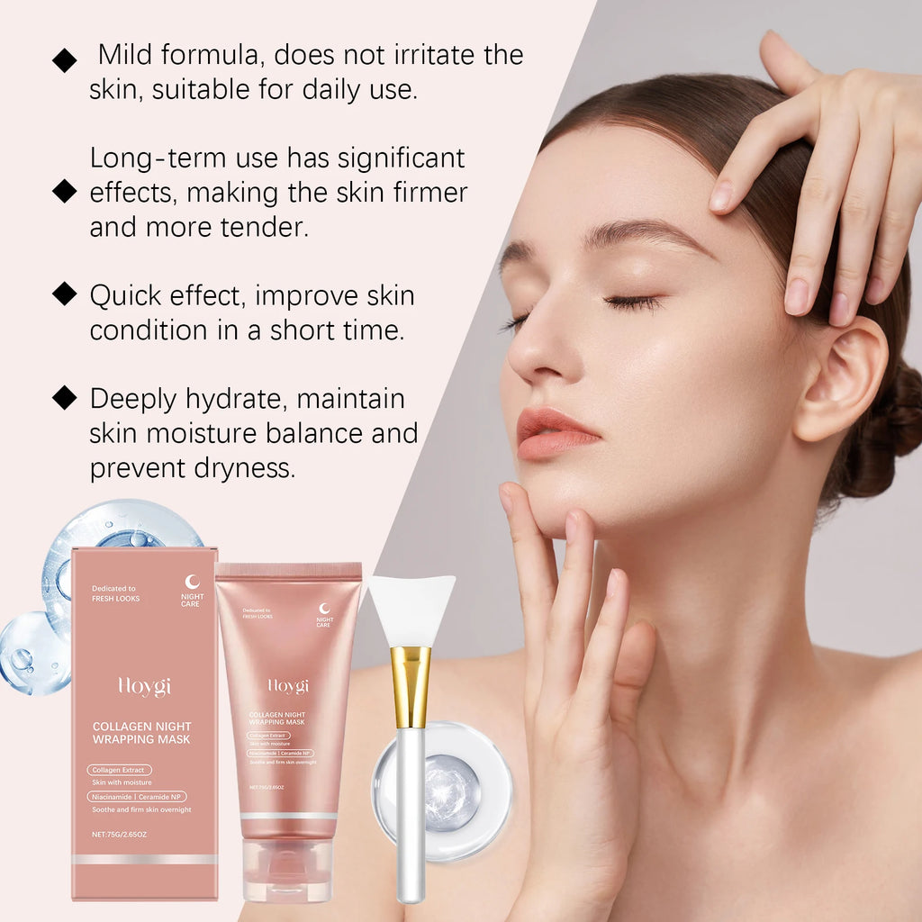 Collagen Peel Off Face Mask Pore Shrinking Hydrating Moisturizing Night Wrapping Mask Cream Firming Skin Peel-off Facial Mask Oasis Select