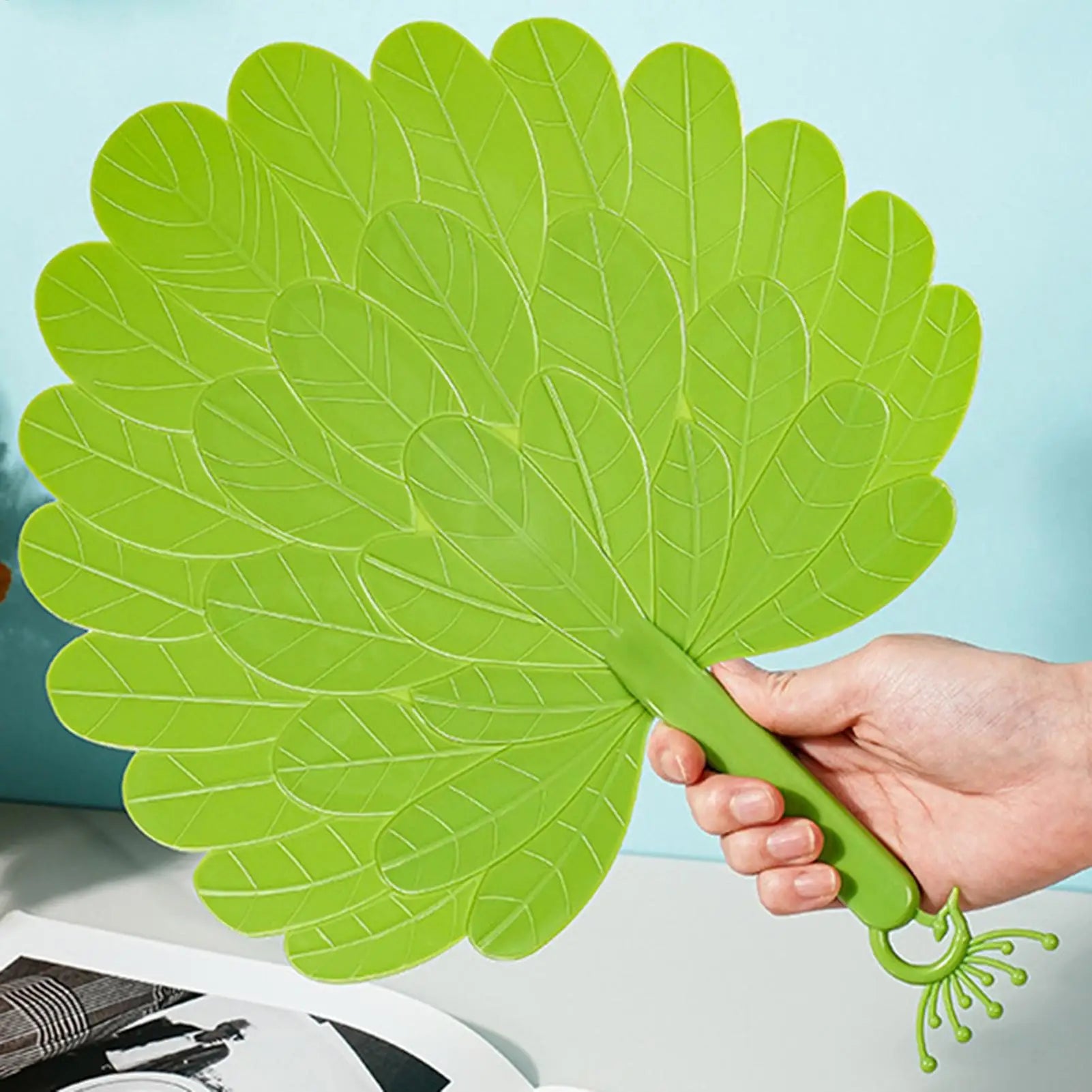 1PC Plastic Artificial Palm Leafs Fan Portable Cool Handheld Fan Artistic Home Decorations Summer Cooling Fan Photo Props