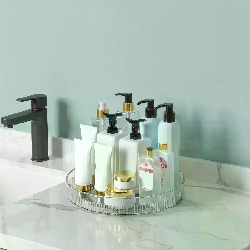 Clear 360 Degree Rotating Perfume Storage Tray 1Pcs Makeup Organizer Display Case for Vanity Desktop Bathroom Countertop Oasis Select