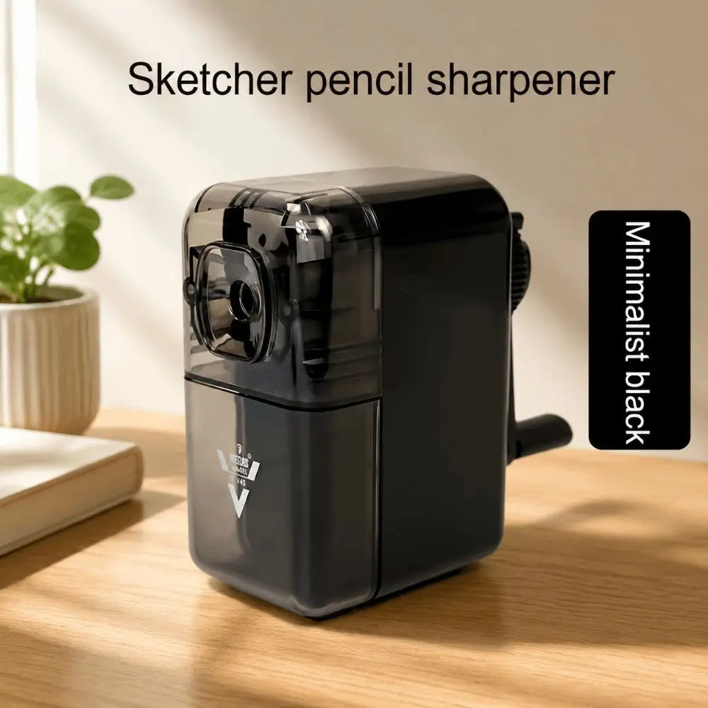 Manual Hand Crank Pencil Sharpener Transparent/Black for Children Artists Art Special Student Creative Office School Stationery Oasis Select