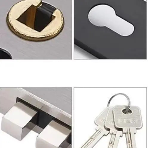 Door Lock Door Handle With Key Box And Complete Lock Set Matt Black Furniture Space Aluminum Panel Sturdy Home Improvement