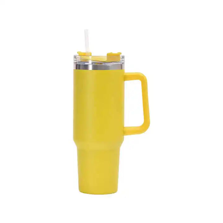 40oz Tumbler Vacuum Insulated Thermos Custom Travel Cup Stainless Steel Water Bottle Coffee Mugs With Handle Outdoor Drinkware Oasis Select YELLOW 1-1.5L