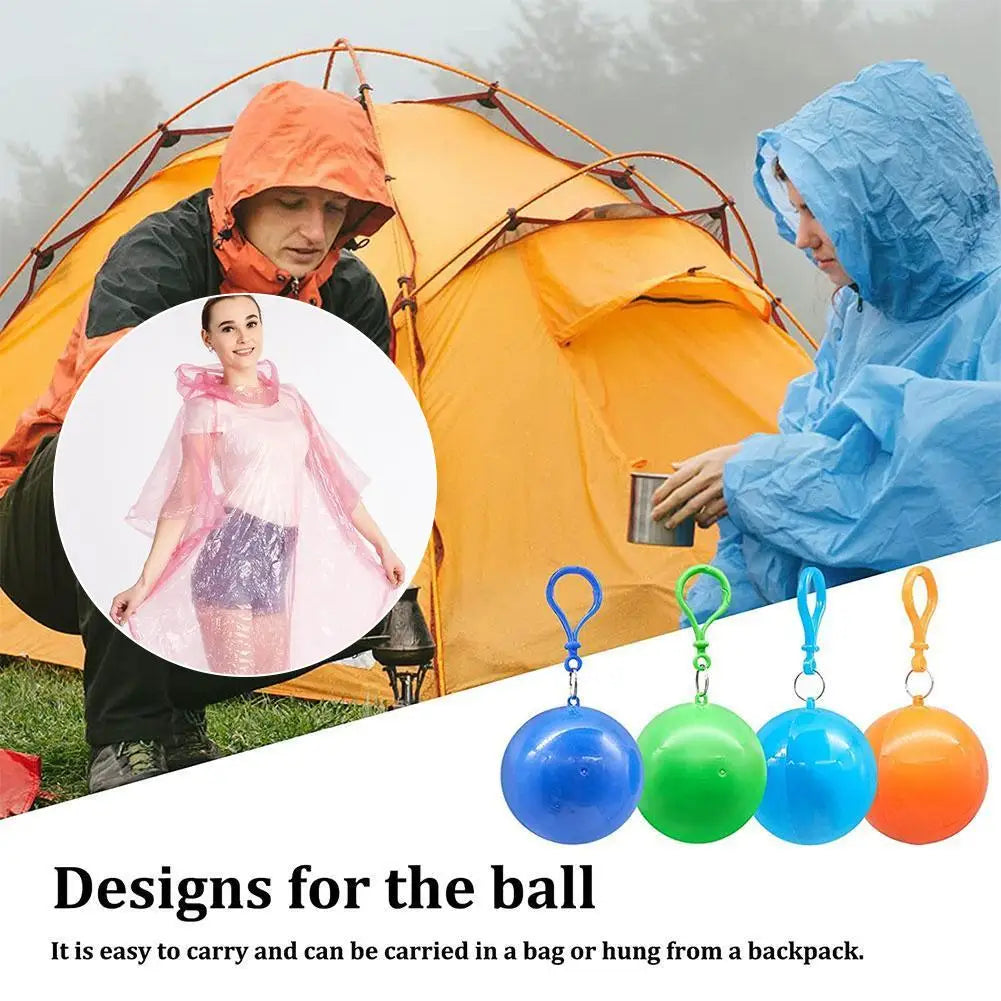 Mini Portable Disposable Rain Poncho Keychain Ball – Emergency