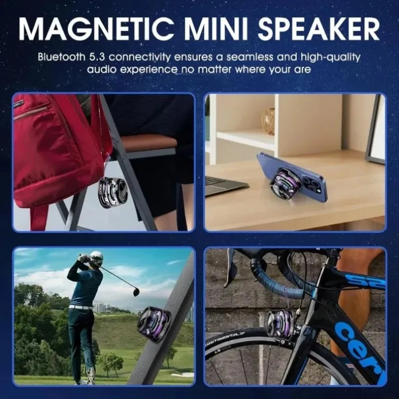 Mini Travel Stereo Speaker with RGB Color Light and Phone Holder Outdoor Magnetic Bluetooth Speaker Wireless Portable for IOS Oasis Select