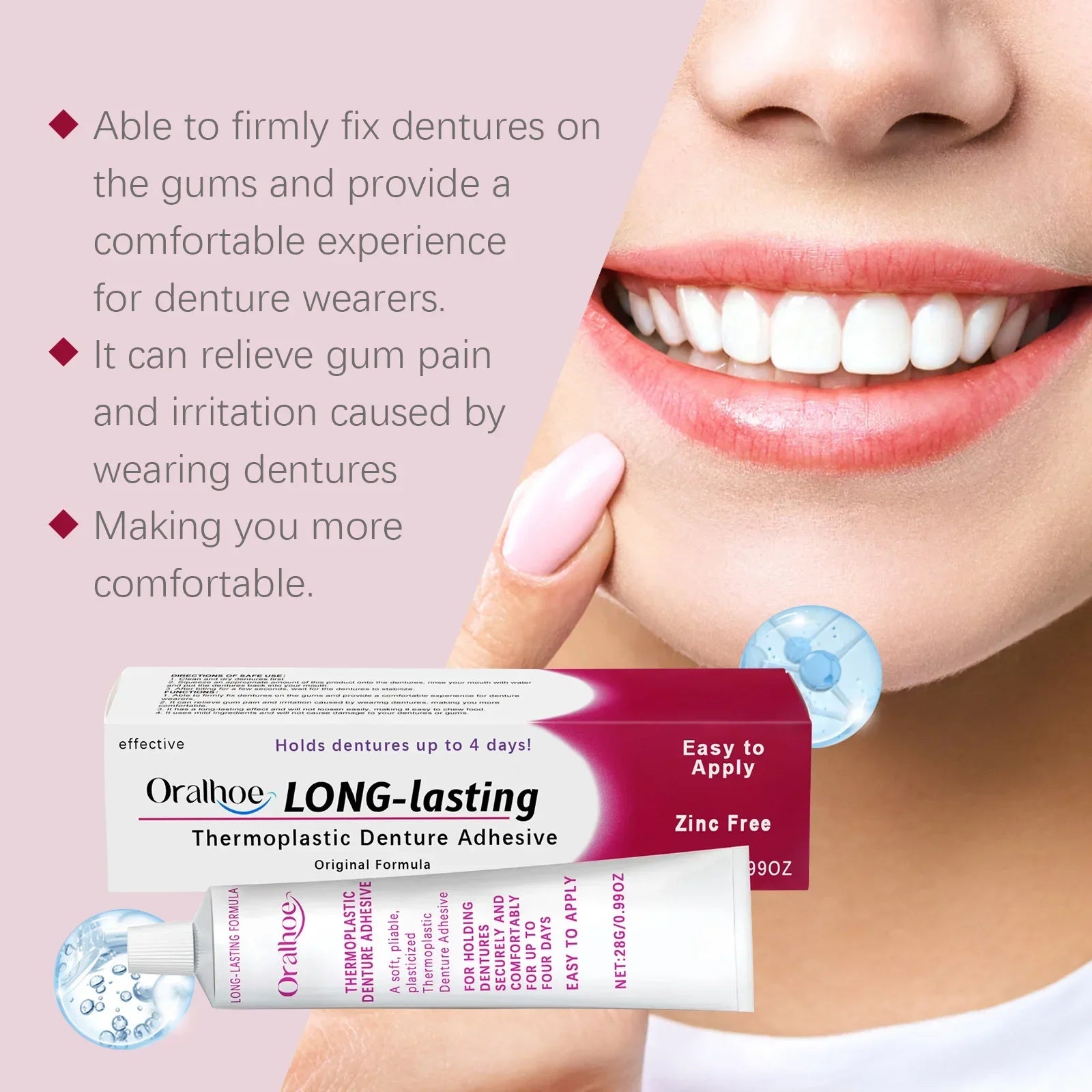 Thermoplastic Denture Adhesive Long-lasting Fixing Improve Comfort Oasis Select