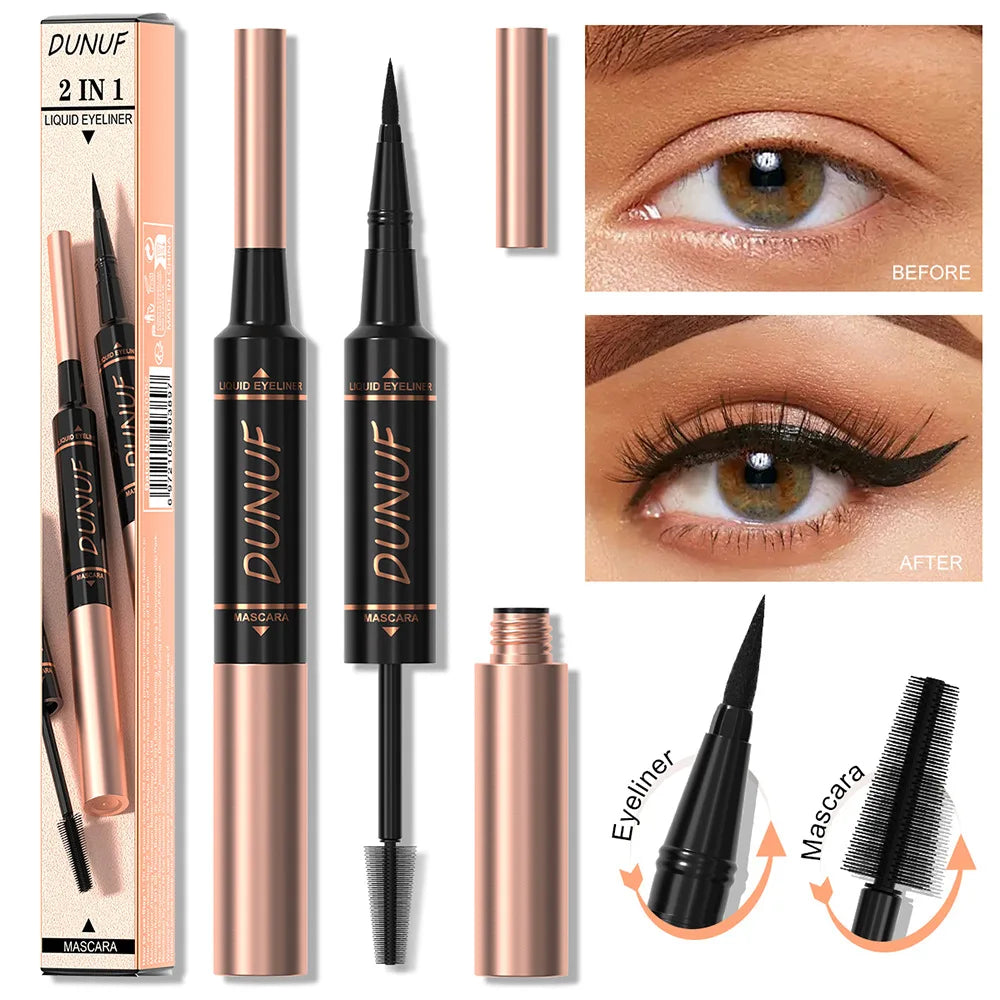 DUNUF 2-in-1 Mascara & Eyeliner – Waterproof, Volumizing Black 2-in-1 Eye Makeup Oasis Select 01 Full Size
