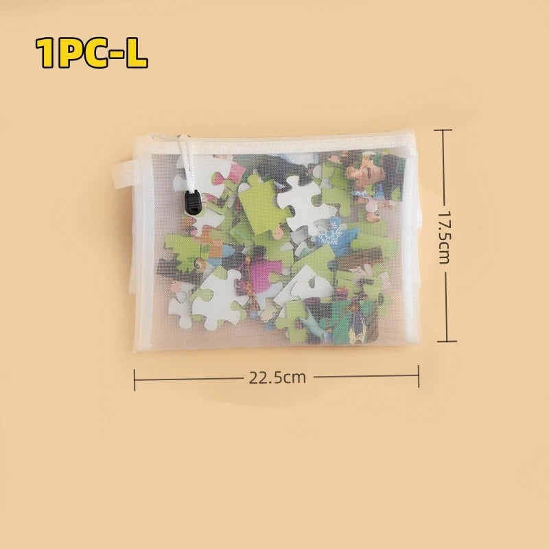 3/6/9 PCS Mesh Zipper File Bag Waterproof Moisture-proof Zipper Folder Toy Storage Bag Storage Tools Cosmetic Organization Bag Oasis Select 1PC-L