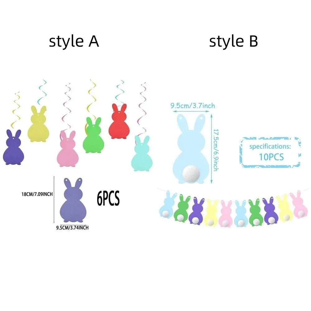 Easter Hanging Bunny Spiral Decor Set | Colorful Paper Garland