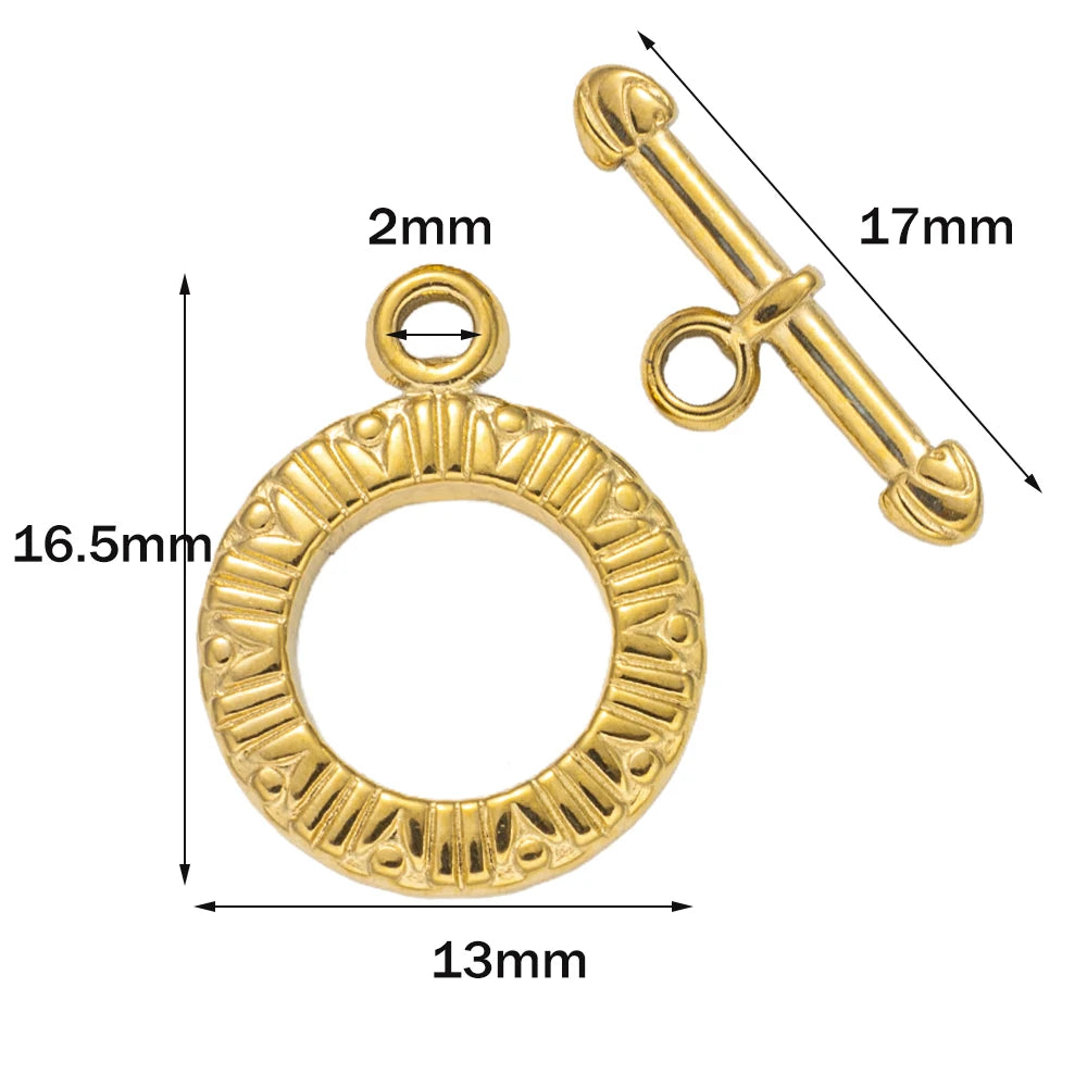 5 Sets Stainless Steel Toggle Clasp T-bar Closure Ring Fastener Hook
