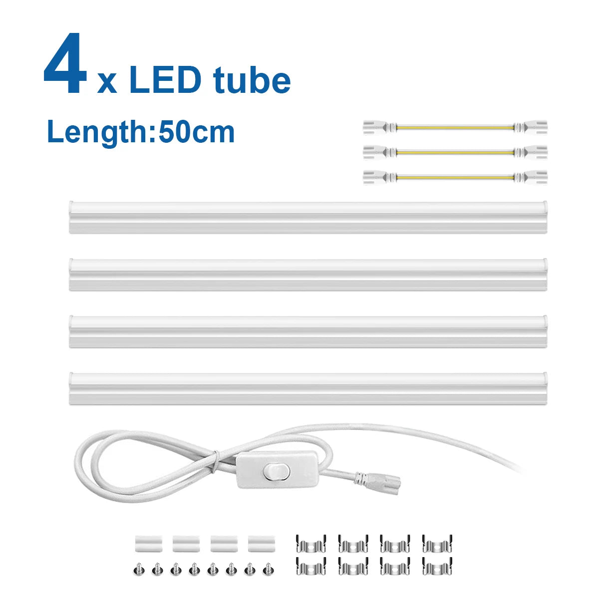 2/4/6pcs T5 Tube Bar Ceiling Light 50CM 2835 SMD LED Light with Swtich,Wall Lamp for Shop Showroom Living Room Bedroom Kitchen Oasis Select 4Pcs LED Bar Tube Neutral White USA Power Plug