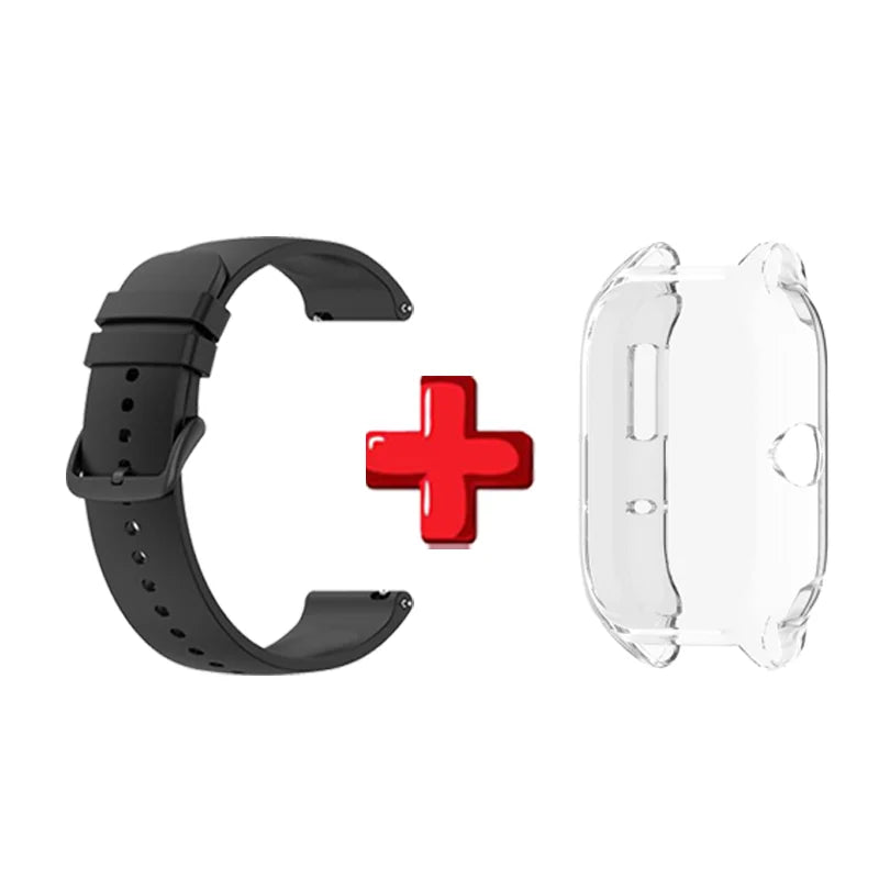 Amazfit GTS4 Silicone Sport Band & Clear TPU Case – 2-in-1 Smartwatch Band & Case Oasis Select Black