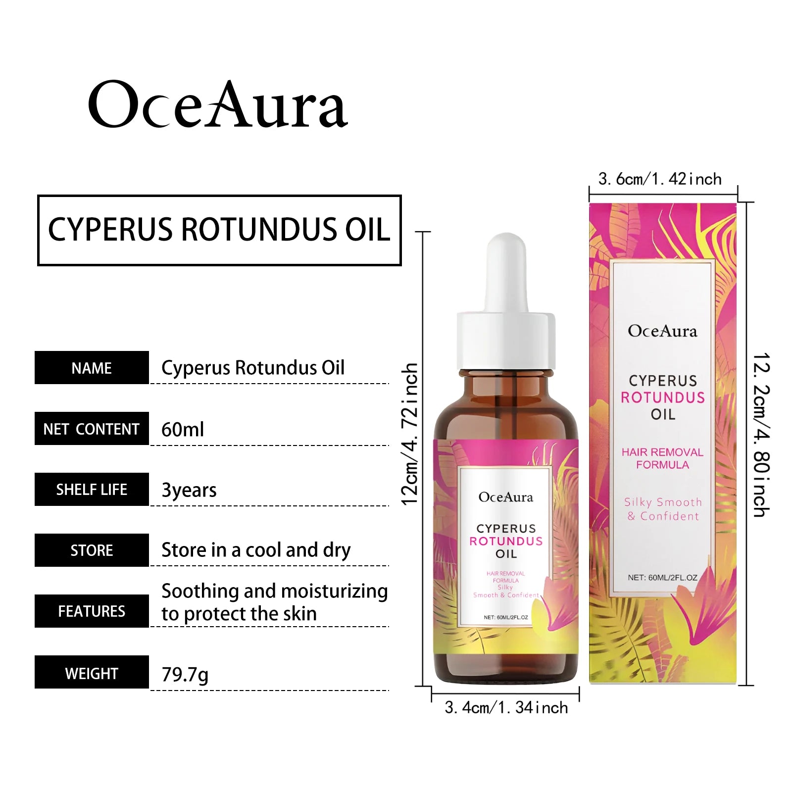 Hoygi Painless Hair Removal Cream – Legs, Arms & Bikini Hair Removal Cream Oasis Select Cyperus Rotundus Oil
