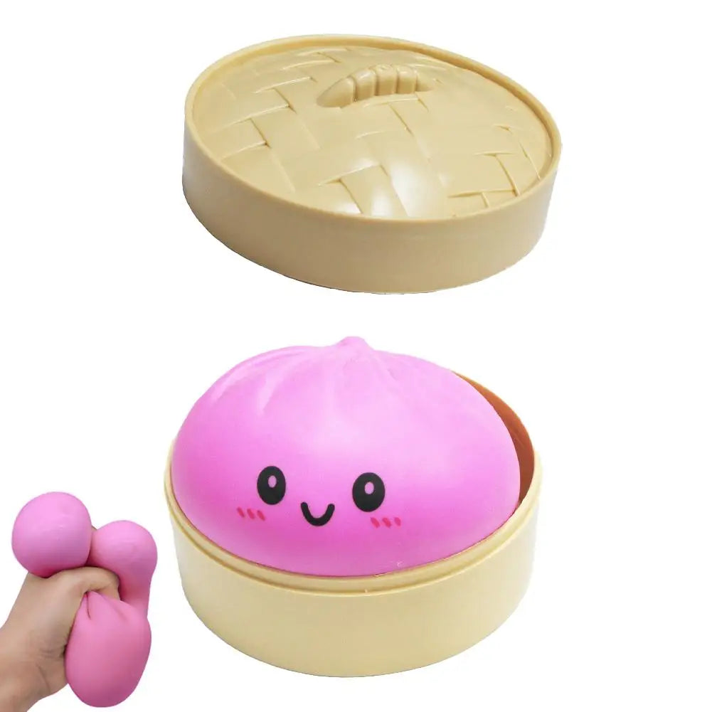 Colorful Dumpling Soft Squeeze Stress Balls Reusable Low Rebound Decompression Toys Dough Ball Unique Home Decoration Gifts Oasis Select Pink
