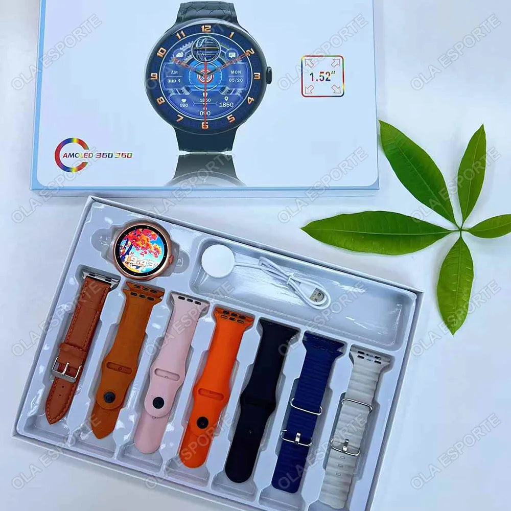 7-in-1 Smart Watch 1.52" AMOLED BT Call GPS Fitness Tracker