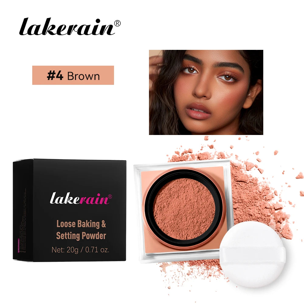 Loose Setting Powder And Puff Set Oil Control Long Lasting Natural Face Smooth Matte Finish Loose Powder Makeup Cosmetics Oasis Select Brown And Puff