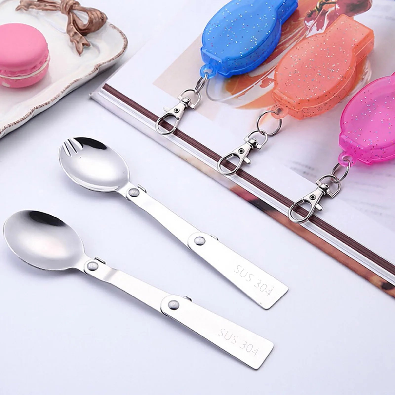 Outdoor Folding Travel Camping Utensil Stainless Pocket Spoon Fork Light Small Foldable Spoon Fork Camping Picnic Tool Tableware Oasis Select