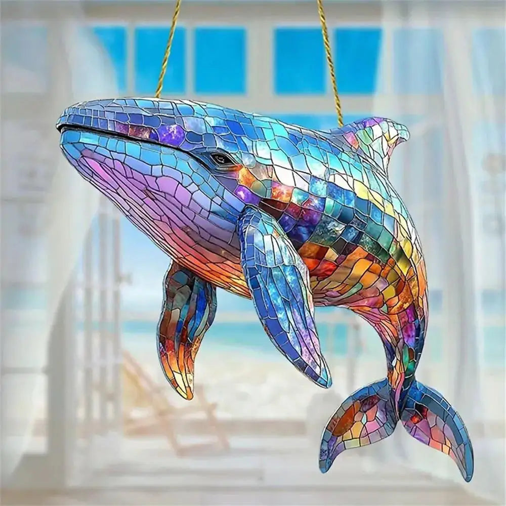 NEW Acrylic Painted Hummingbird Pendant Bird Floral Pattern Suncatcher Round Wreath Porch Window Outdoor Patio Hanging Ornaments Oasis Select Style F-8cm