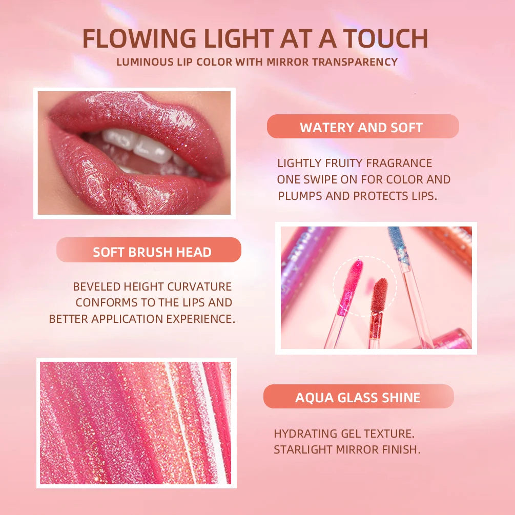 QiBest 9-Pc Glitter Lip Gloss Set – Pearlescent Liquid Lipstick