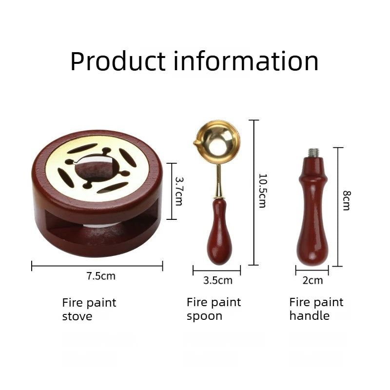 Retro Sealing Wax Melting Kit Mini Furnace Pot and Spoon Combo Practical Wax Seal Accessory for Handmade Craft Decor Oasis Select