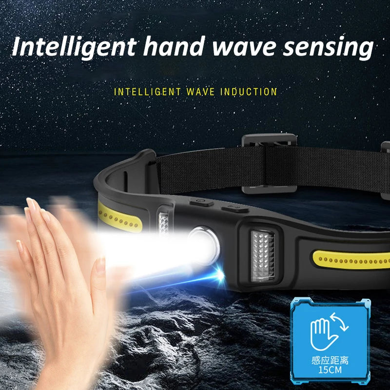 POCKETMAN Motion Sensor LED+COB Headlamp USB Rechargeable IPX4