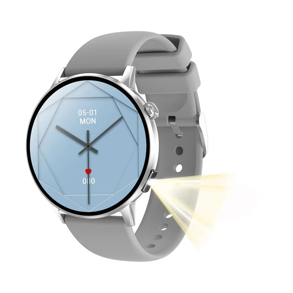 Smartwatch Waterproof Flashlight Luxury Women AMOLED Screen Blue Tooth Call Smart Watches Lady Heart Rate Health Voice Assistant Oasis Select SVGRS