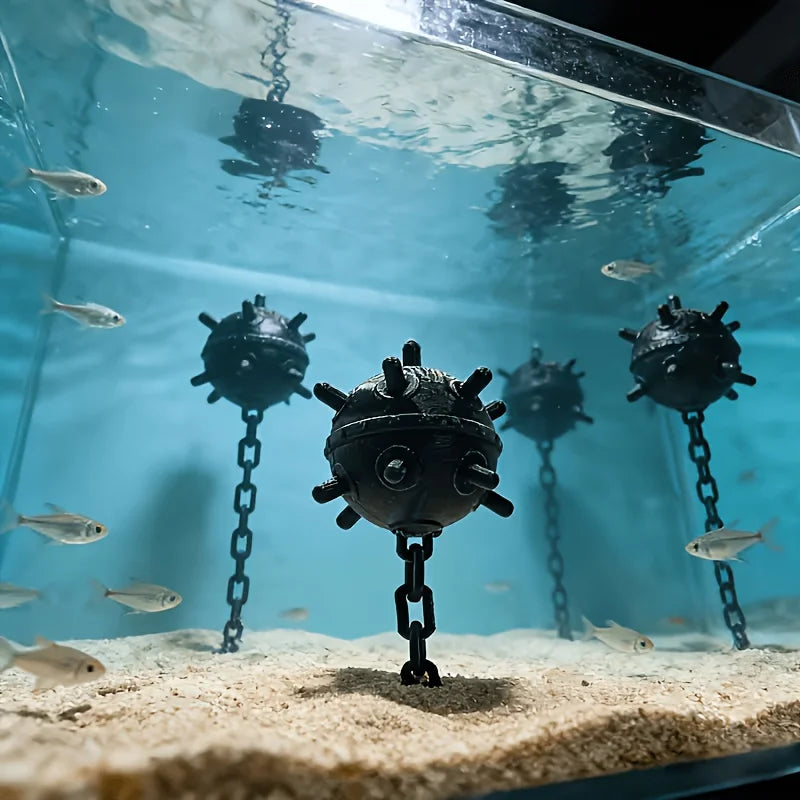 Cool Mine Aquarium Ornaments 3D Printing Underwater Mine Decor with Chain Fish Tank Decor Navigation Themed Aquarium Decorations Oasis Select