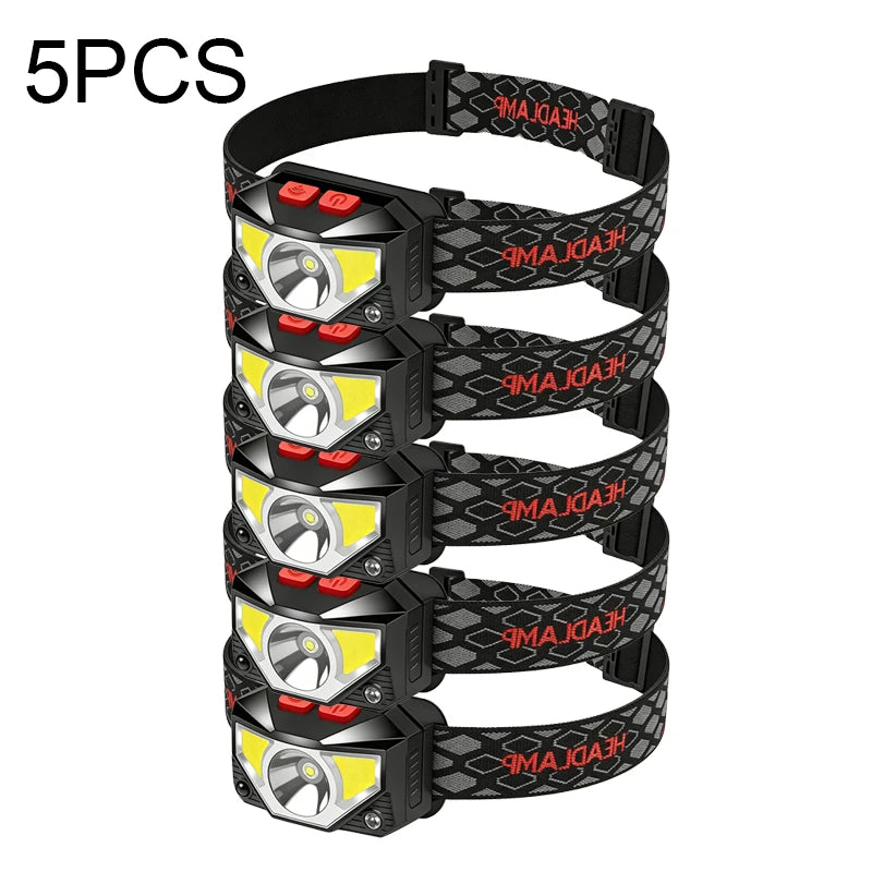 LED Sensor Headlamp USB Rechargeable – 8 Modes, Waterproof