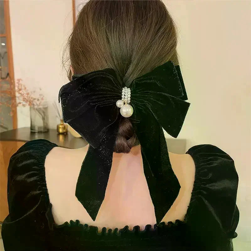 Fashion Temperament Velvet Bow Hairpin For Women Sweet Princess Headdress Back Of The Head Hair Clip New Year Hair Accessories Oasis Select
