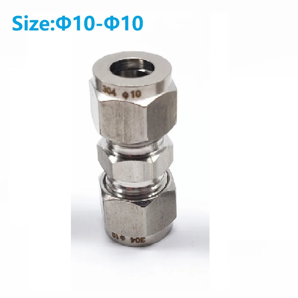 3/4/6/8/10/12mm Stainless Steel Compression Tube Fitting Straight Compression Fitting Coupler Double-Ferrule Adapter Oasis Select 10mm