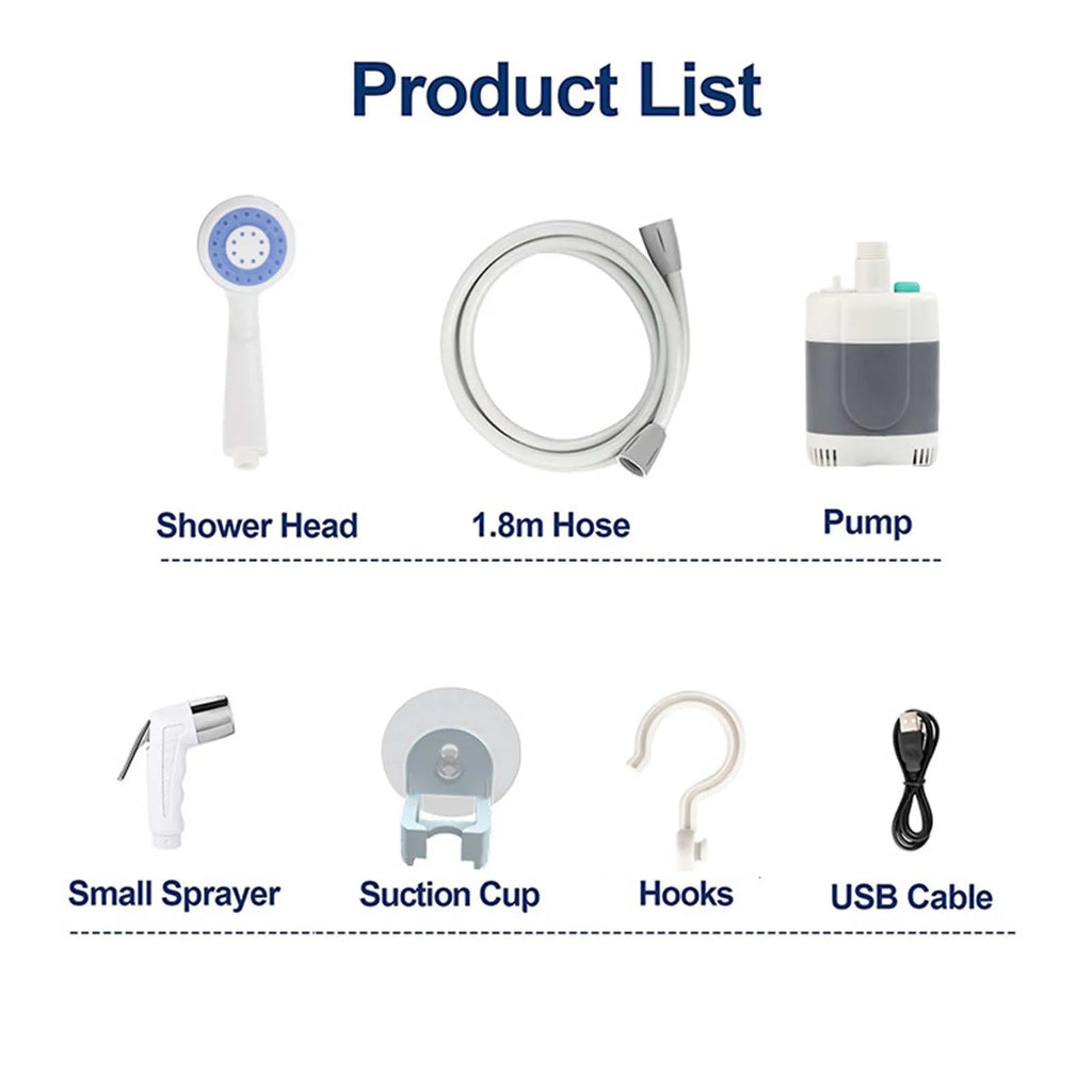 Camping Portable Shower With Hose Sprayer Electric Rechargeable Shower Outdoor Shower Pump For Pet Cleaning Taking Shower Oasis Select
