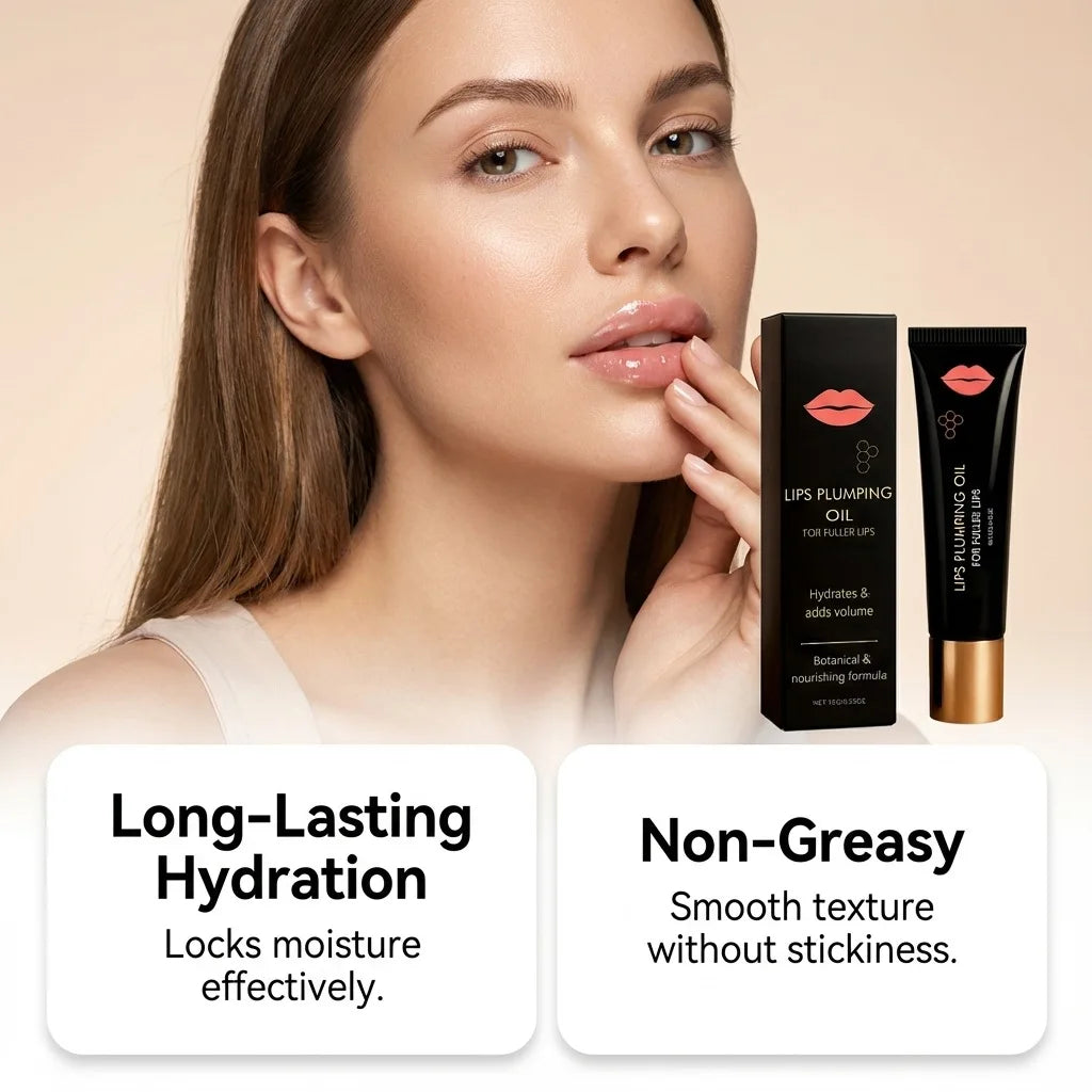 Moisturizing plumping lip oil lightweight hydrating texture gently nourishes lip without feeling sticky perfect daily lip care Oasis Select