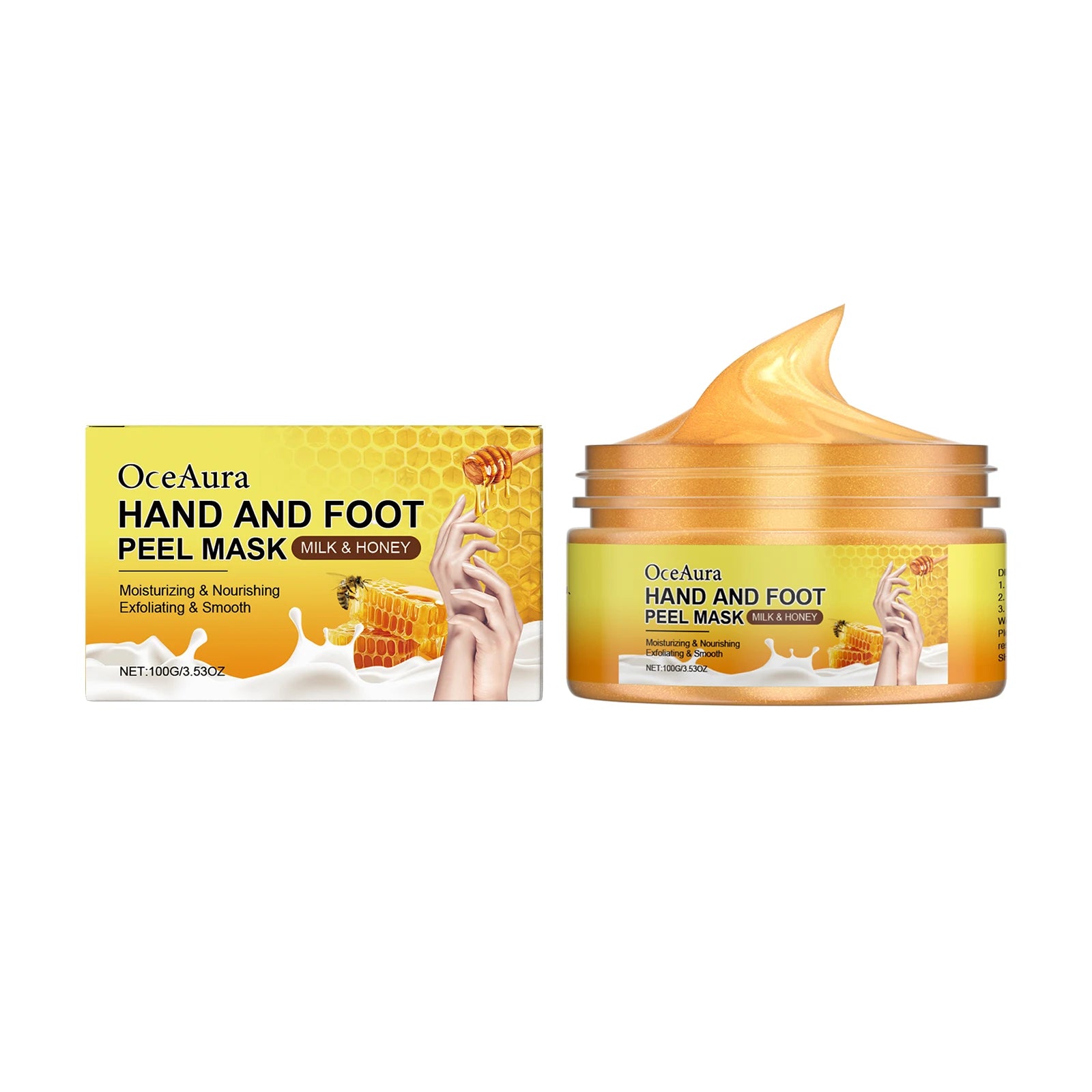 OceAura Exfoliating Hand & Foot Peel Mask – Milk & Honey Exfoliating Peel Mask Oasis Select 100g Boxed