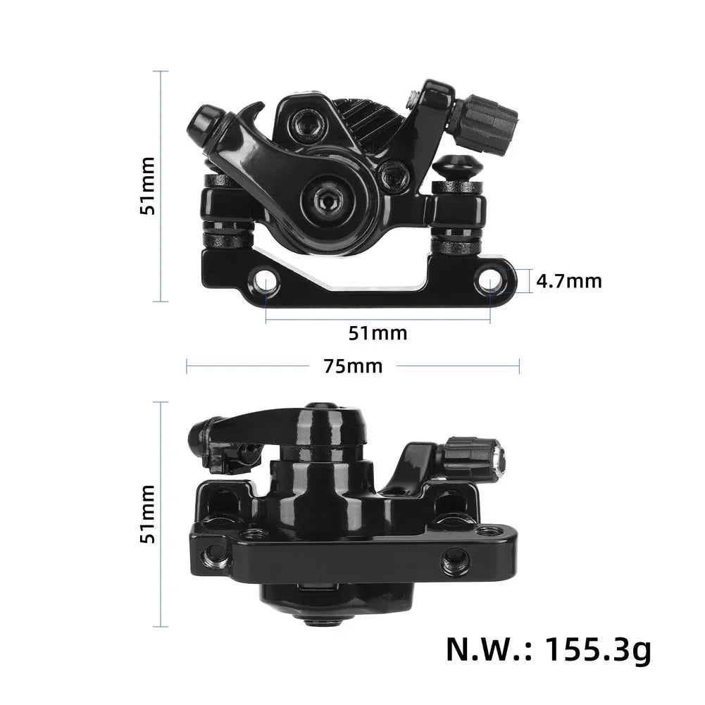 Compact Lightweight Brake System Aluminum Disc Brakes Black Left Rear Disc Brake 75*51mm Disc Brakes For Scooters Oasis Select
